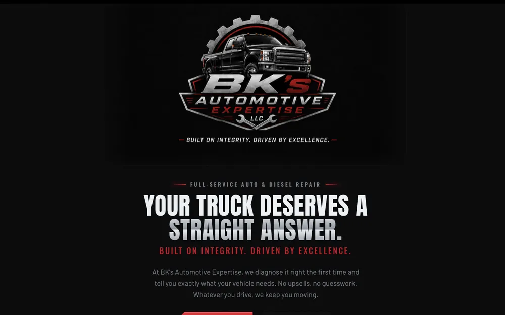 BK's Automotive Expertise website homepage